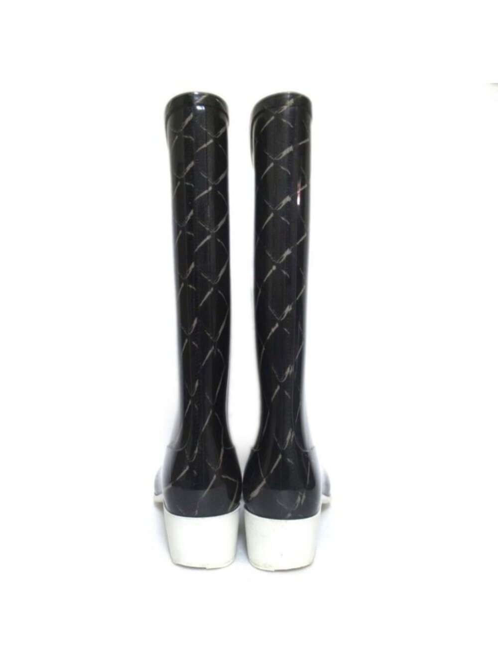 ★SOLD★ Chanel Quilted Pattern Rain Boots Size 37 Black - Picture 3 of 9